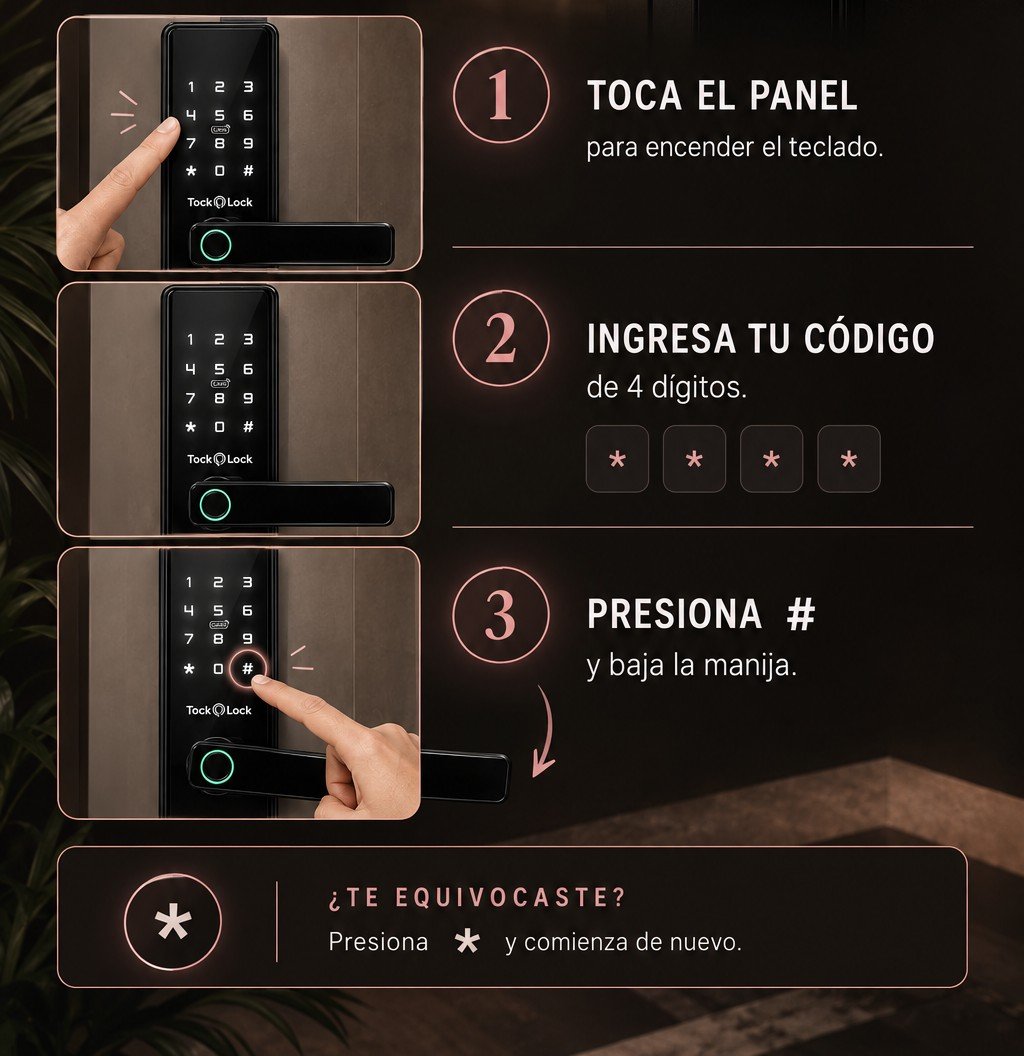 Instrucciones reales de la cerradura SLAKA A-404, incluye qué hacer si te equivocas