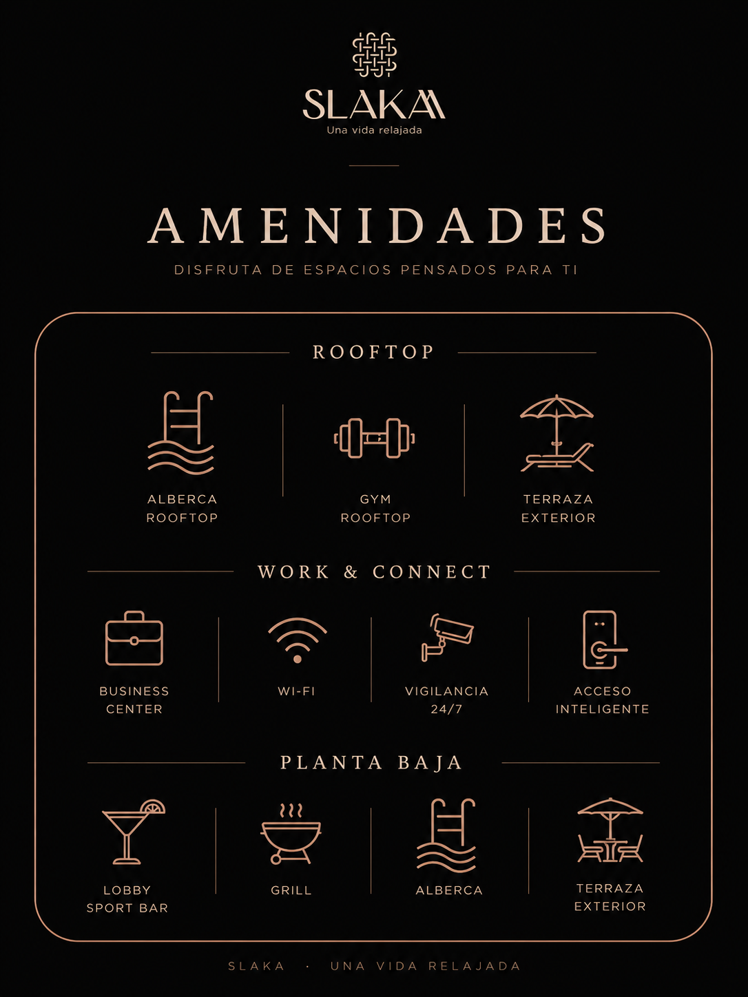 Letrero oficial de amenidades SLAKA
